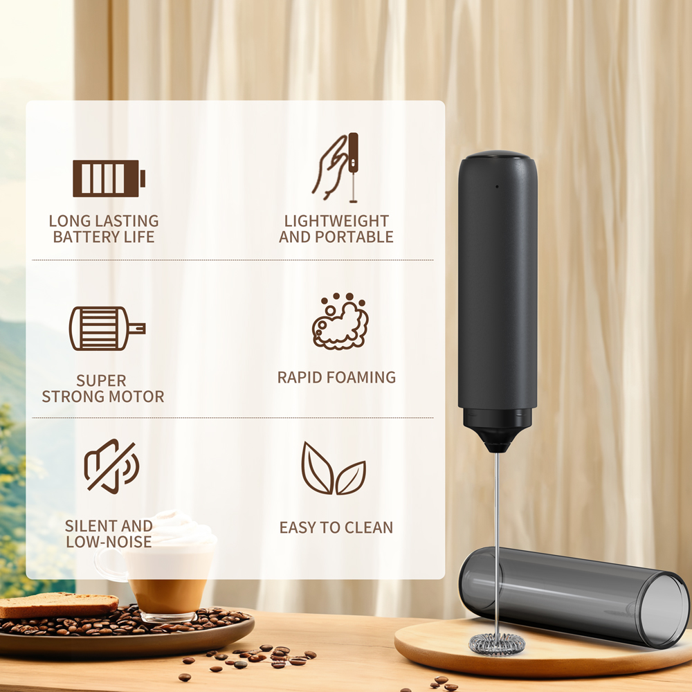 Electric Milk Frother Handheld - Mocny trzepak kuchenny, spieniacz do mleka,